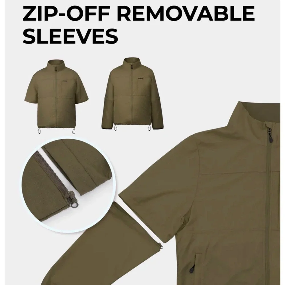 Ororo Zenflow Power Cooling Jacket  Zip Off Sleeves Olive Green Men's Large - Picture 5 of 13